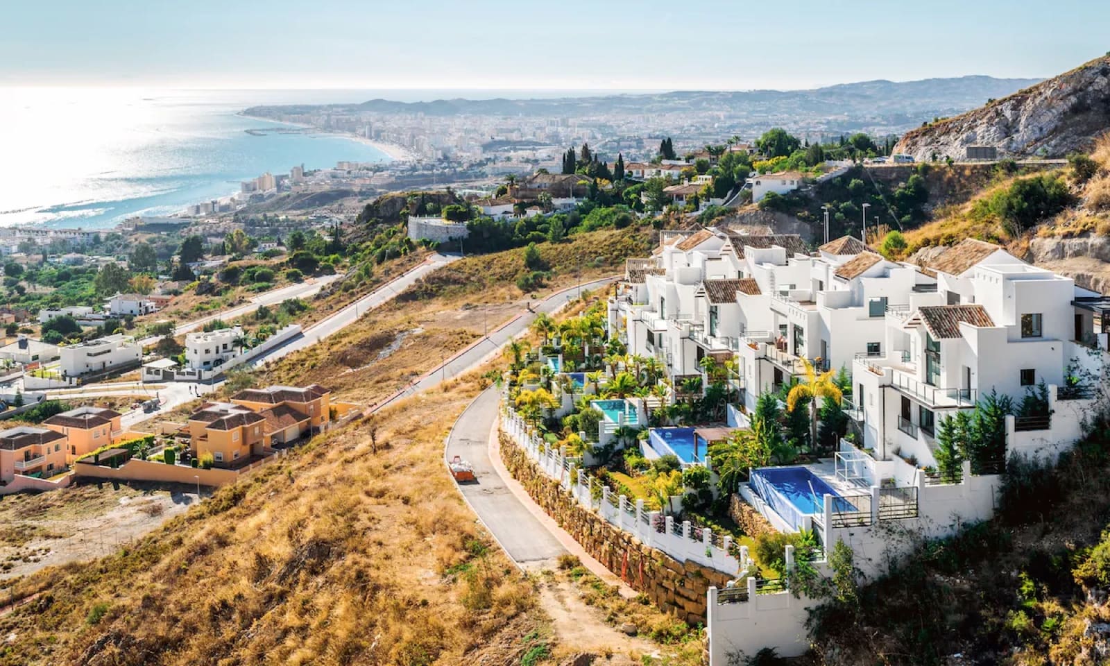 A hillside of Costa del Sol villas overlooking the sea
