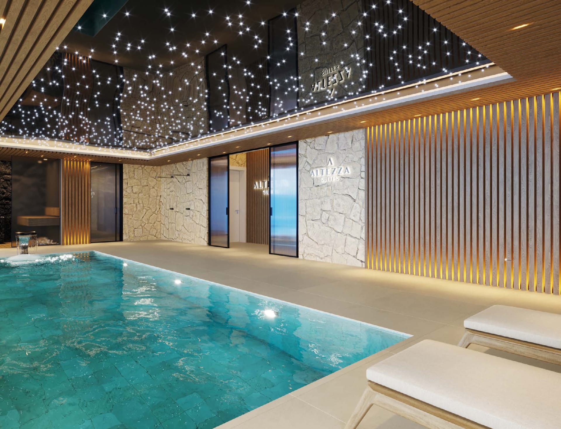 The heated indoor pool in the spa. Altezza Suites, La Resina, Estepona.