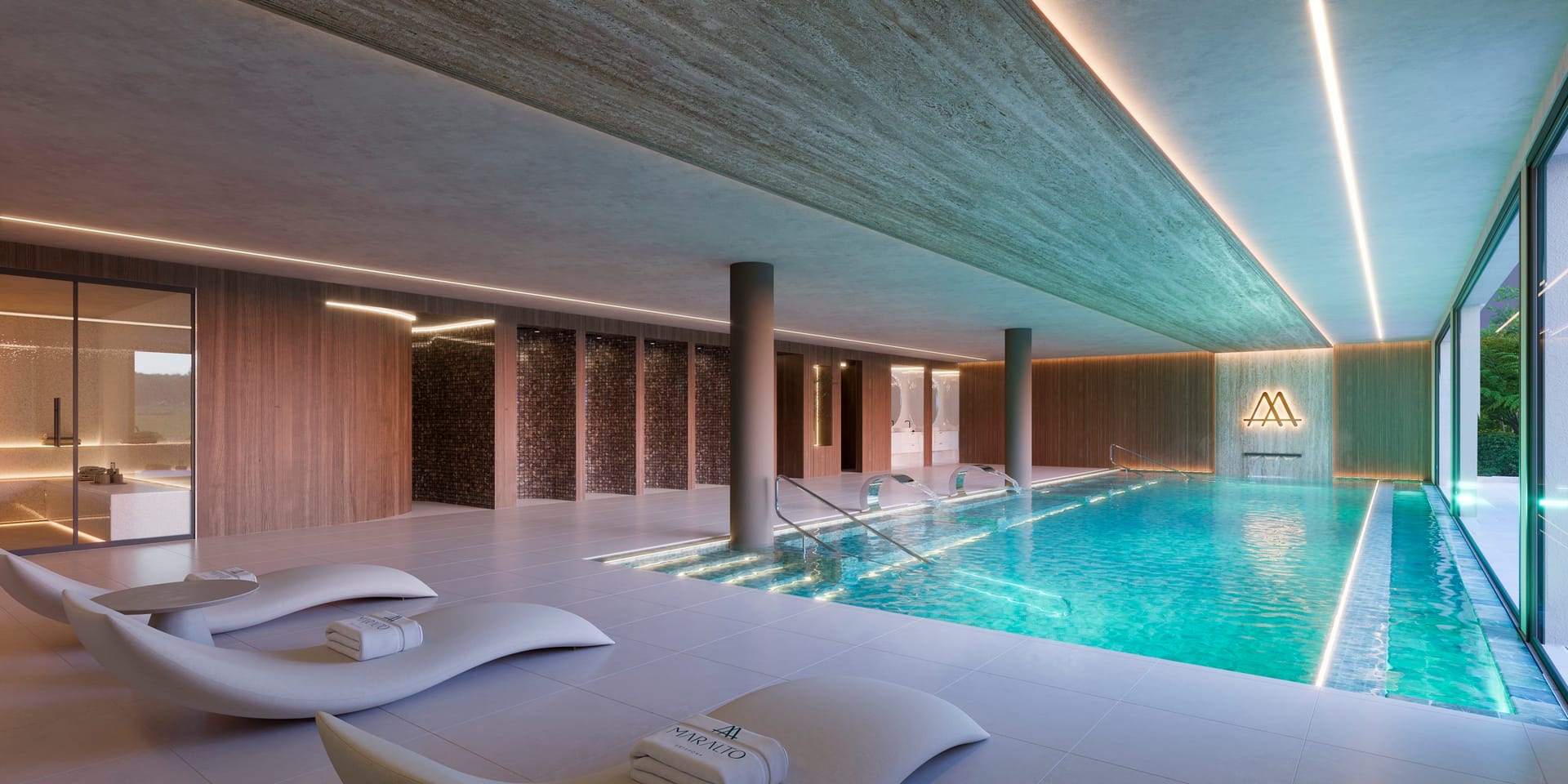 The indoor pool in the spa. Maralto, Las Mesas, Estepona.