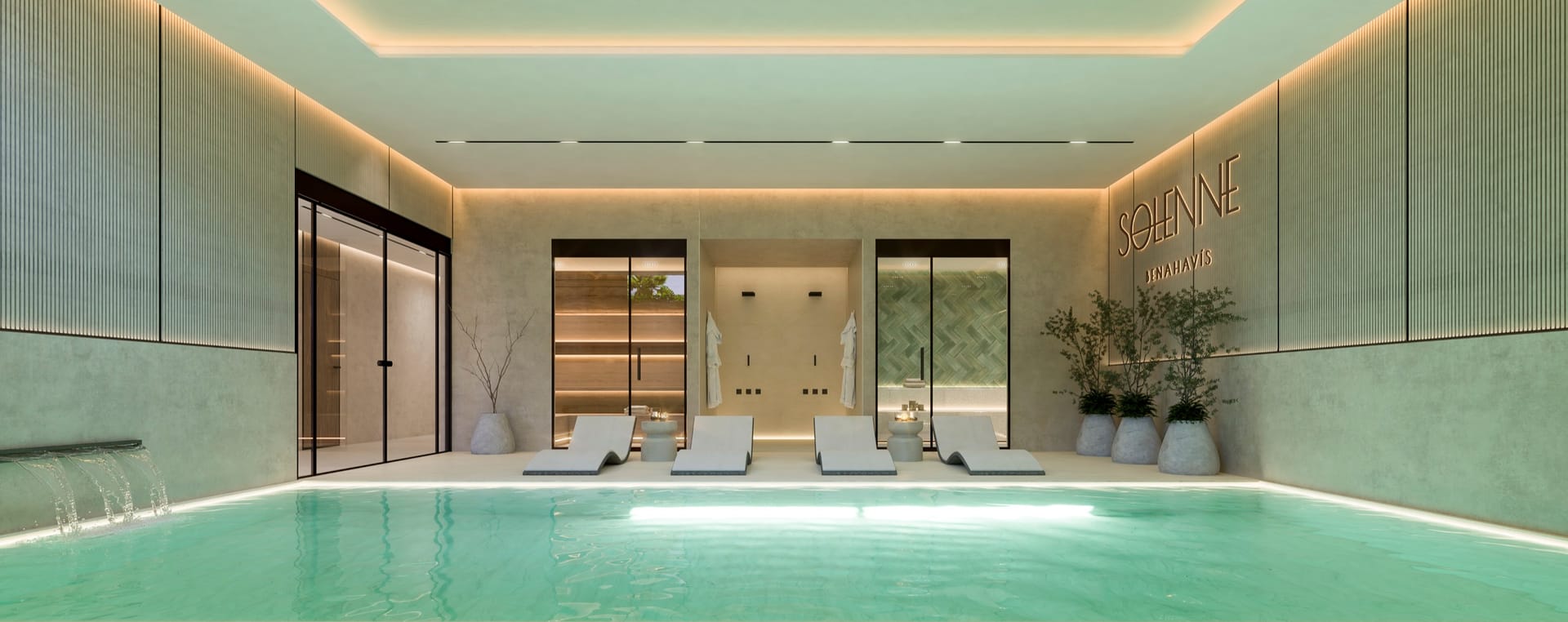The heated indoor pool. Solenne, Los Almendros, Benahavís.