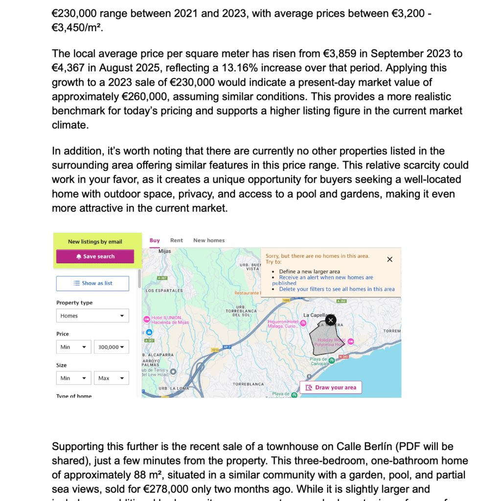 valuation report benalmadena